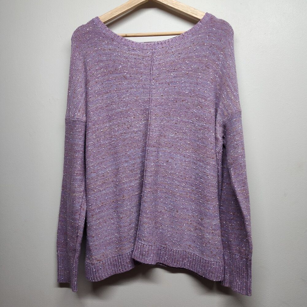 J. Jill Knit Sweater Women L Purple Chunky Cotton Blend Fall Cozy Autumn Casual